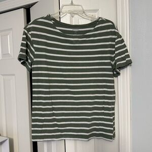 Old Navy Green & White Striped Shirt